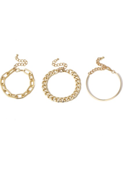 Altın-E Gd Yeni Moda Kalın Rhinestones Bağlantı Küba Zincir Bilezik Bilezik Punk Kalça Takı Vintage Yılan Zincir Bilezikler Kadınlar Için Set (Yurt Dışından)