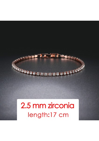 KC129-17CM Teain Bilezikler Kadınlar Için Moda Küçük Kübik Zirkon Kristal Gül Altın Renk Düğün Parti Arkadaşlar Hediye Takı KC128M (Yurt Dışından)