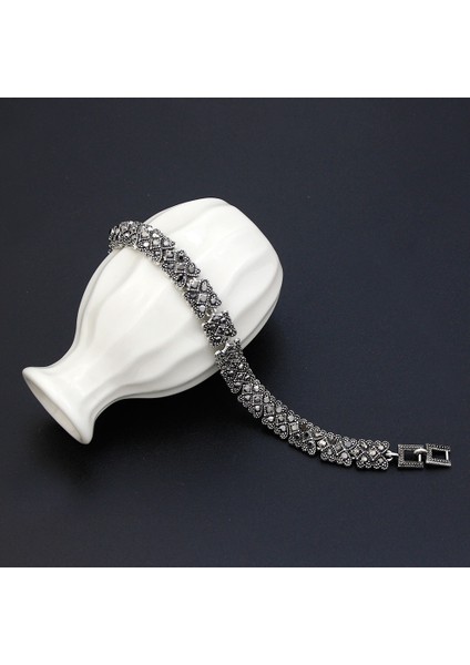 18,5 cm Tarzı XHSL001 Neovisson Bayanlar Favori Hediye Vintage Türk Bilezik Gümüş Renk Kristal Bohemia Bağlantı Bilezik Charm Nazar Takı (Yurt Dışından) indirimleri