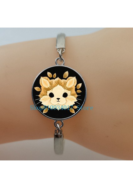 Gümüş-8 Yeni Yaratıcı Boyama Hayvan Yaprak Tilki Kurt Kedi Baykuş Koala Tavşan Geyik Yuvarlak Cam Bilezik El Yapımı Dıy Kız Bilezik Hediye (Yurt Dışından)