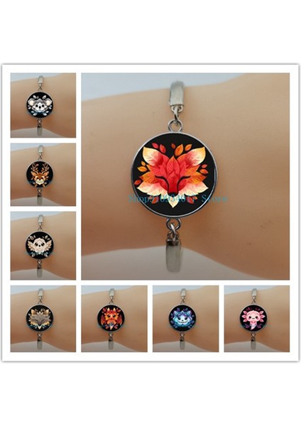 Gümüş-8 Yeni Yaratıcı Boyama Hayvan Yaprak Tilki Kurt Kedi Baykuş Koala Tavşan Geyik Yuvarlak Cam Bilezik El Yapımı Dıy Kız Bilezik Hediye (Yurt Dışından) modelleri