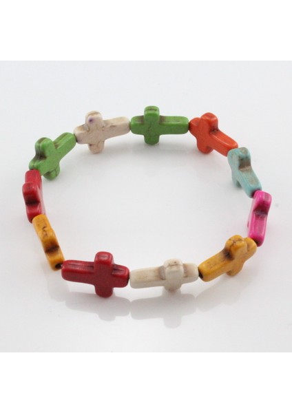 B017-RENKLI Moda Yeni Charm Taş Boncuk Çapraz Bilezikler Kadınlar Için El Yapımı Parti Renkli Boncuklu Top Bileklik Erkekler Takı Için (Yurt Dışından)