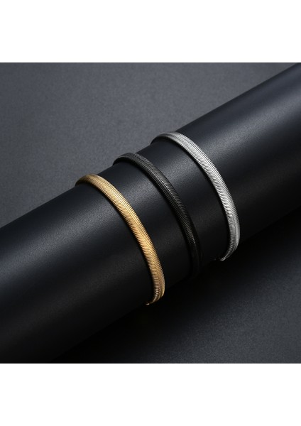 20CM Tarzı Siyah Titanyum Çelik Yılan Zincir Bileklik 6 mm Paslanmaz Çelik Altın Siyah Renk Bağlantı Bilezik Erkekler ve Kadınlar Için En Iyi Hediye (Yurt Dışından) fiyatları