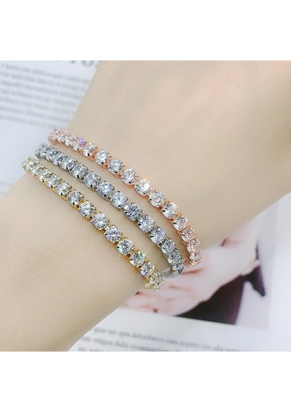 H086-17CM Zhouyang Tenis Bilekliği Kadınlar Için Lüks 4 Pençeleri Mozaik Kübik Zirkonya Gül Altın Renk Düğün Moda Takı H027 H080 (Yurt Dışından) modelleri