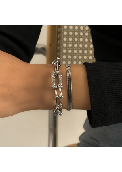 Gümüş-C Gd Yeni Moda Kalın Rhinestones Bağlantı Küba Zincir Bilezik Bilezik Punk Kalça Takı Vintage Yılan Zincir Bilezikler Kadınlar Için Set (Yurt Dışından) modelleri
