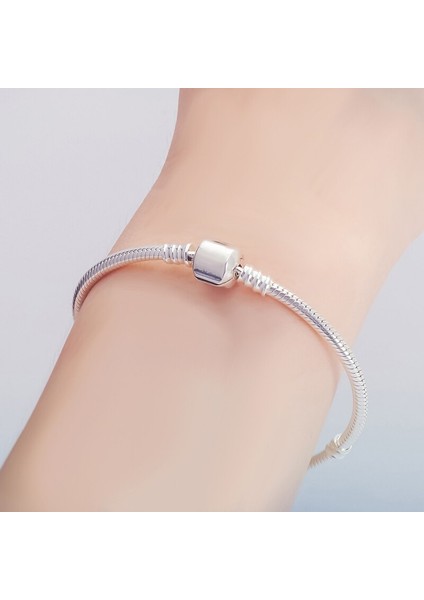 19CM Orijinal Ayar cm Gümüş Yılan Zincir Bilezik Güvenli Kalp Toka Boncuk Charms Bilezik Kadınlar Için Dıy Takı Yapımı (Yurt Dışından) fiyatları