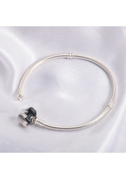 19CM Orijinal Ayar cm Gümüş Yılan Zincir Bilezik Güvenli Kalp Toka Boncuk Charms Bilezik Kadınlar Için Dıy Takı Yapımı (Yurt Dışından) indirimleri