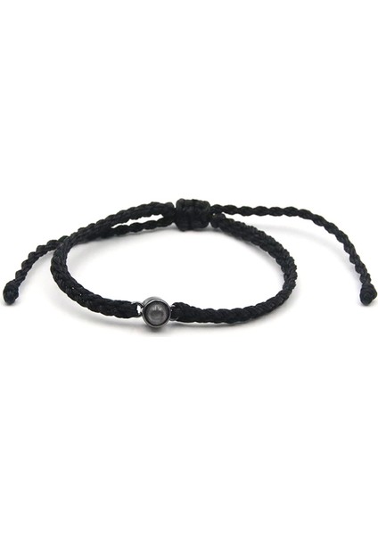 Siyah Projeksiyon Bilezik 100 Dil Seni Seviyorum El Yapımı Yaratıcı Ayarlanabilir Örgülü Halat Bileklik Bileklik Sevgililer Günü Hediyesi (Yurt Dışından)