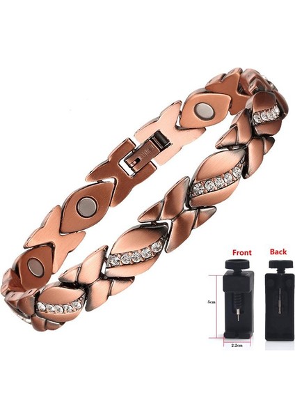 Bronz Kadınlar Için Saf Bakır Bilezikler, Gauss Mıknatıslar ile Kadınlar Için Kristal Ultra Manyetik Bilezikler, Boyutlandırma Aracı (Yurt Dışından)