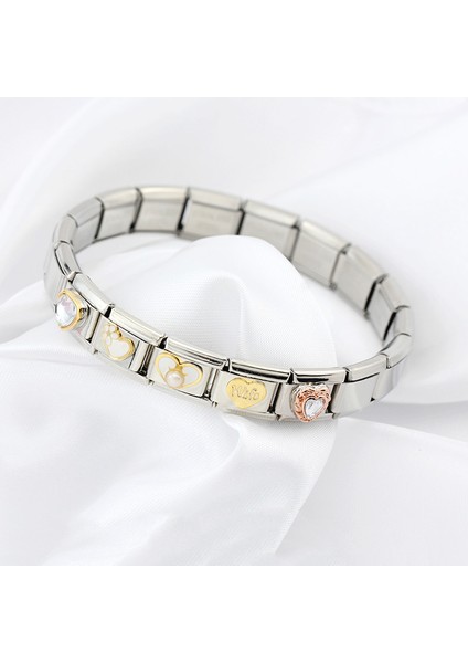 DJ190-C Ha Yeni Popüler Moda Tatlı Romantik Kalp Aşk Charm Bağlantılar Fit 9mm Paslanmaz Çelik Bilezik Yapımı Dıy Takı DJ383 (Yurt Dışından)