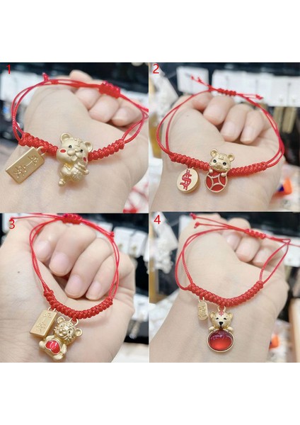 No.8 Boyutu Çin Yeni Yılı Kaplan Halat Kırmızı Dize Bilezikler Çift Bilezikler El Yapımı Ayarlanabilir Zanaat Hediye F (Yurt Dışından) fiyatları