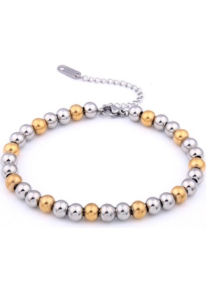 4mm Tarzı 1061-SGN-1065-SGN Paslanmaz Çelik Bilezik Kadın Boncuk Bilezik Kadın Erkek Takı Çift Bilezik Charm Bilezik Takı Aksesuar Hediye (Yurt Dışından)
