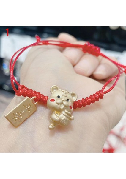 No.1 Boyutu Çin Yeni Yılı Kaplan Halat Kırmızı Dize Bilezikler Çift Bilezikler El Yapımı Ayarlanabilir Zanaat Hediye F (Yurt Dışından)