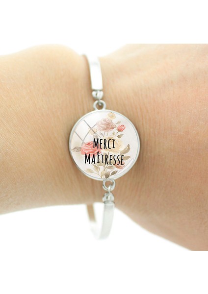 MYQ56 Merci Maitresse ve Çiçek Desenleri Metal Tabanlı Bilezikler Baskı Zanaat Vintage Bileklik Franch Takı Kadınlar Için FYQ55 (Yurt Dışından)