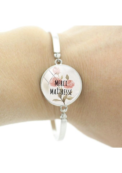 MYQ56 Merci Maitresse ve Çiçek Desenleri Metal Tabanlı Bilezikler Baskı Zanaat Vintage Bileklik Franch Takı Kadınlar Için FYQ55 (Yurt Dışından) fırsatları