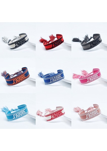 No.25 Boyutu Vintage Mektup J Adore Örgülü Bilezik Kadın Erkek Ayarlanabilir Halat Nakış Lace Up Püskül Wrap Çift Bilezik Parti Hediye (Yurt Dışından) modelleri