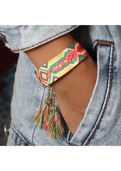 No.25 Boyutu Vintage Mektup J Adore Örgülü Bilezik Kadın Erkek Ayarlanabilir Halat Nakış Lace Up Püskül Wrap Çift Bilezik Parti Hediye (Yurt Dışından) fırsatları