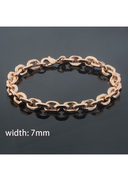 18CM Tarzı RB0211 Bayan Erkek Kısa Bileklik Gül Altın Rengi Bağlantı Rolo Zincirleri (Yurt Dışından)