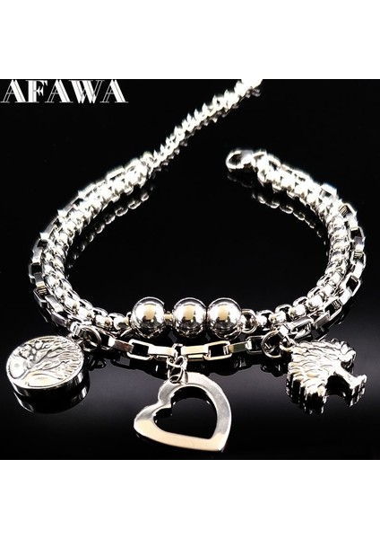 C 2023 Çift Aşk Gümüş Renk Paslanmaz Çelik Bilezik Kadınlar Için Hayat Ağacı Bilezik Bilezik Takı Pulrasras Hombre B (Yurt Dışından) fiyatları