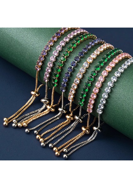H056-3 Zhouyang Tenis Bilekliği Kadınlar Için Lüks Kullanışlı Ayarlanabilir Mozaik 4mm Mavi Kübik Zirkonya Gümüş Renk Moda Takı H116 (Yurt Dışından) fırsatları