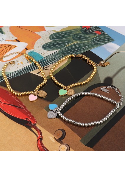 0365-G Charms Kalp Kadınlar Için Bilezik Bilezik Boncuk Femme Kadınlar Için Hediyeler Kadın Paslanmaz Çelik Takı Bilezik Dostluk Bilezik (Yurt Dışından) fırsatları