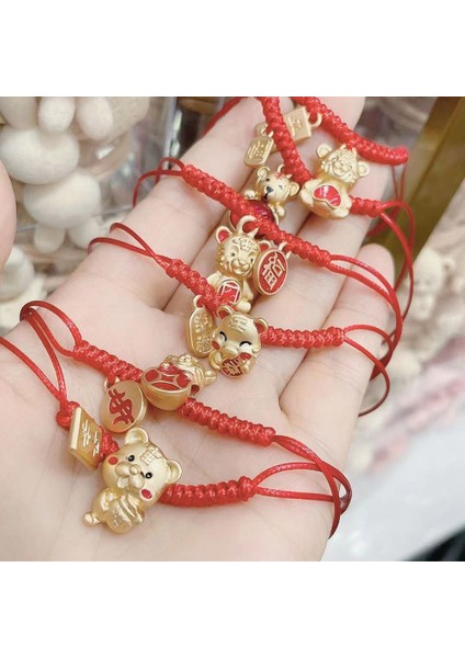 No.7 Boyutu Çin Yeni Yılı Kaplan Halat Kırmızı Dize Bilezikler Çift Bilezikler El Yapımı Ayarlanabilir Zanaat Hediye F (Yurt Dışından) modelleri