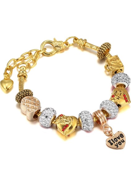21CM Tarzı IMG-3568.5 Altın Kristal Aşk Kalp Charm Bilezik ve Bilezikler Altın Renk Kadınlar Için Güzel Bilezikler Takı Pulseira Feminina (Yurt Dışından)