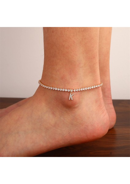 A Minik A-Z Ilk Harf Halhal Kadınlar Için Moda Zirkon Rhinestone Teain Halhal Bilezik Yaz Plaj Yalınayak Takı (Yurt Dışından) modelleri