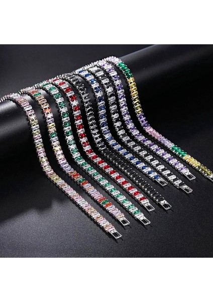 17CM Tarzı H161 Gökkuşağı Kristal Tenis Bilezikler Kadınlar Için Kpop Gümüş Renk Arkadaş Hediyeler Renkli Zirkonya Bileklik Zincir El Takı H167-M (Yurt Dışından) fiyatları