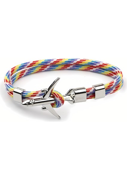 21CM Tarzı A2 Homod Uçak Çapa Bilezikler Erkekler Charm Halat Zincir Paracord Bilezik Erkek Kadın Hava Kuvvetleri Tarzı Wrap Metal Spor Kanca (Yurt Dışından)
