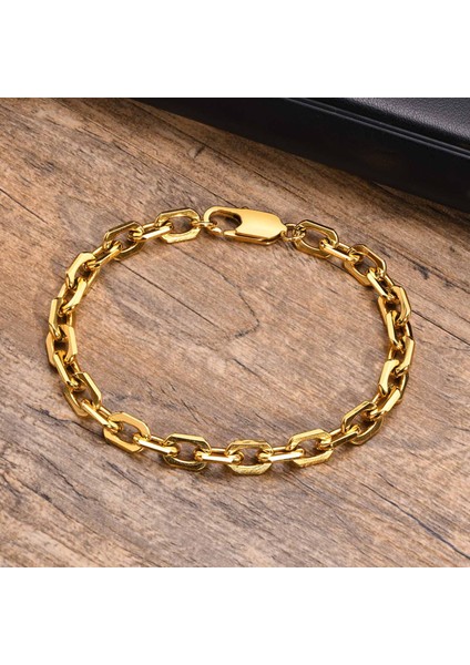 21CM Tarzı BR-1406G Vnox Erkekler Için Yeni Stil Belcher Zincir Bileklik, Paslanmaz Çelik Kare Geometrik Bağlantılar Bileklik Hediye, Pulseira Masculina (Yurt Dışından)