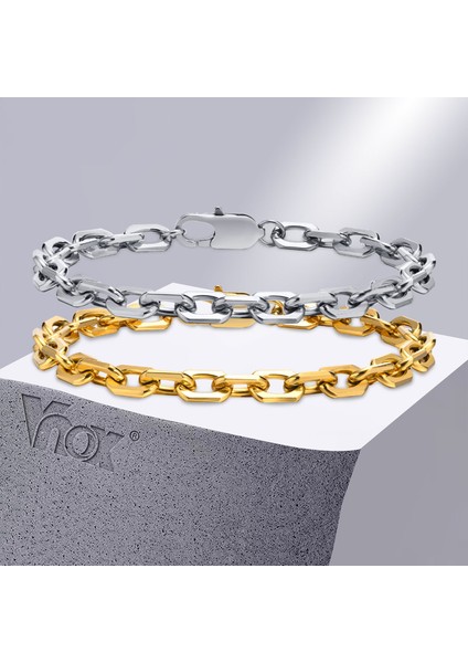 21CM Tarzı BR-1406G Vnox Erkekler Için Yeni Stil Belcher Zincir Bileklik, Paslanmaz Çelik Kare Geometrik Bağlantılar Bileklik Hediye, Pulseira Masculina (Yurt Dışından) indirimleri