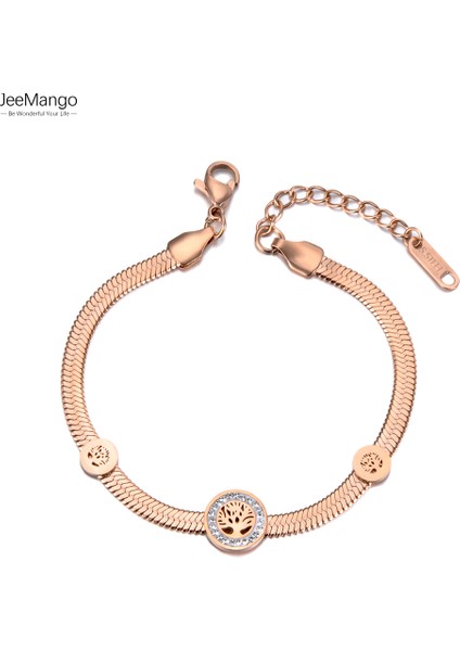 B19045P Jeemango Trendy Kristal Ağacı Charm Bilezikler Kadınlar Için Paslanmaz Çelik Yılan Zincir Bilezik Takı Noel Hediyesi Için Jb (Yurt Dışından) fiyatları