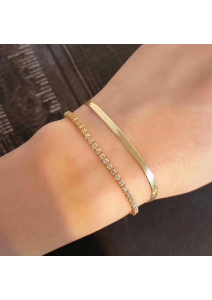 C046-22 Trendy Paslanmaz Çelik Kısa Zincir El Tez Bilezikler Kadınlar Için Basit Altın Renk Halat Figaro Istifleme Zincir Takı (Yurt Dışından) fırsatları