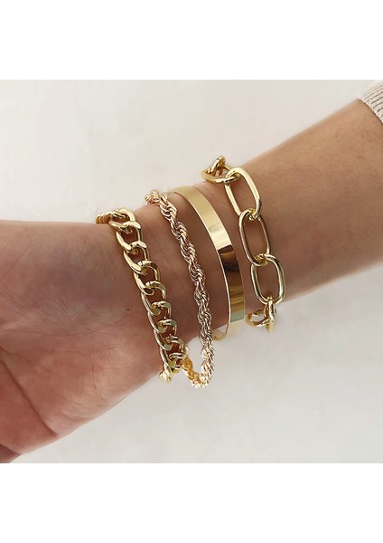 S23 Boho Kalın Altın Renk Charm Bilezik Bileklik Yeni Moda Takı Unk Curb Küba Zincir Bilezikler Kadınlar Için Set Hediyeler (Yurt Dışından) fiyatları