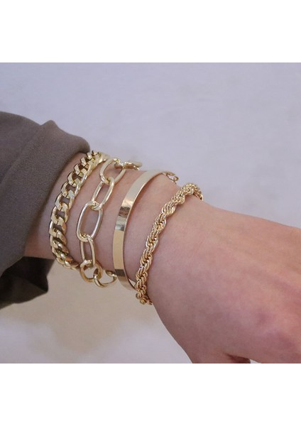 S23 Boho Kalın Altın Renk Charm Bilezik Bileklik Yeni Moda Takı Unk Curb Küba Zincir Bilezikler Kadınlar Için Set Hediyeler (Yurt Dışından) modelleri