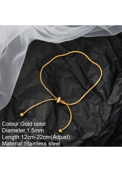 YS33295C0W0 Basit Tasarım Paslanmaz Çelik Pull-Out Ayarlanabilir Bilezik Altın Renk Yılan Zincir Bileklik Kadınlar Için Kız Erkek Boncuk Takı Hediye (Yurt Dışından) fırsatları