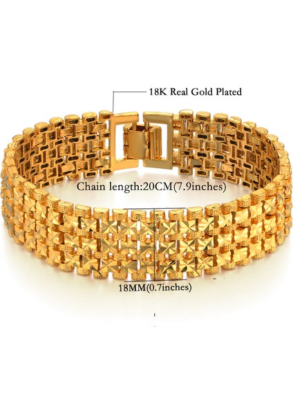 SL789G13 Erkek Bilezik MEN18MM Erkek Altın Renk Zincir Bağlantı Bilezikler 20 cm Rahat Yıldız Bağlantı Takı Pulseiras SL789 (Yurt Dışından) modelleri