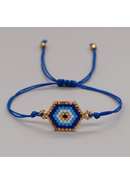 MI-B220299B GO2BOHO Çift Bilezikleri Altıgen Gözler Pirinç Boncuk Dokuma Kadın Kız Erkek Hediyeler Aksesuarları Moda Şanslı Takı (Yurt Dışından)