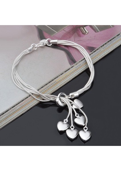 Kalp Kore Yeni Moda Mektup Yıldız Kolye Bilezik Kadın Basit Vintage Paslanmaz Çelik Bilezik Lüks Orijinal Takı Aksesuarları (Yurt Dışından)