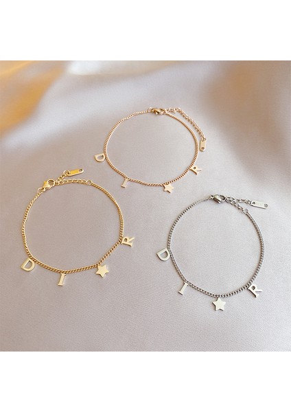 Kalp Kore Yeni Moda Mektup Yıldız Kolye Bilezik Kadın Basit Vintage Paslanmaz Çelik Bilezik Lüks Orijinal Takı Aksesuarları (Yurt Dışından) fiyatları