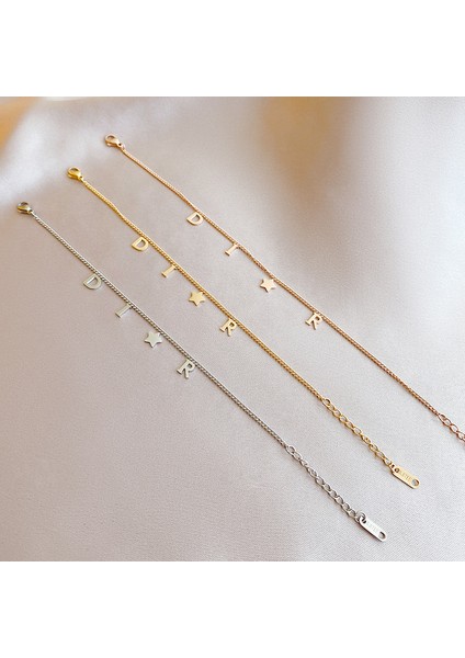 Kalp Kore Yeni Moda Mektup Yıldız Kolye Bilezik Kadın Basit Vintage Paslanmaz Çelik Bilezik Lüks Orijinal Takı Aksesuarları (Yurt Dışından) fırsatları