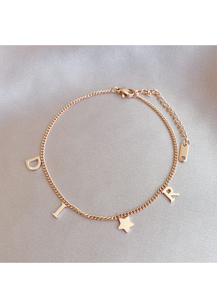 Kalp Kore Yeni Moda Mektup Yıldız Kolye Bilezik Kadın Basit Vintage Paslanmaz Çelik Bilezik Lüks Orijinal Takı Aksesuarları (Yurt Dışından) indirimleri