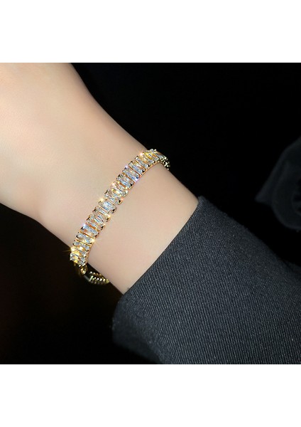 Y189-17CM Lüks Cz Tenis Bilekliği Kadınlar Için Altın Renk Bileklik Kore Tarzı Kristal El Zinciri Moda Takı Zirkonya Aksesuarları H167 (Yurt Dışından) indirimleri