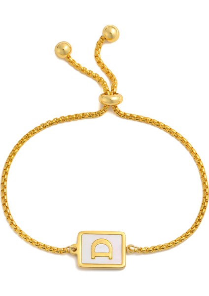 D Vnox A-Z Harfli Kadın Bileklik, Altın Rengi Paslanmaz Çelik Ayarlanabilir Zincir Bileklik, 26 Alfabe Harfli (Yurt Dışından)