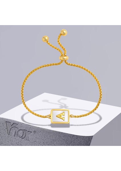 D Vnox A-Z Harfli Kadın Bileklik, Altın Rengi Paslanmaz Çelik Ayarlanabilir Zincir Bileklik, 26 Alfabe Harfli (Yurt Dışından) fiyatları