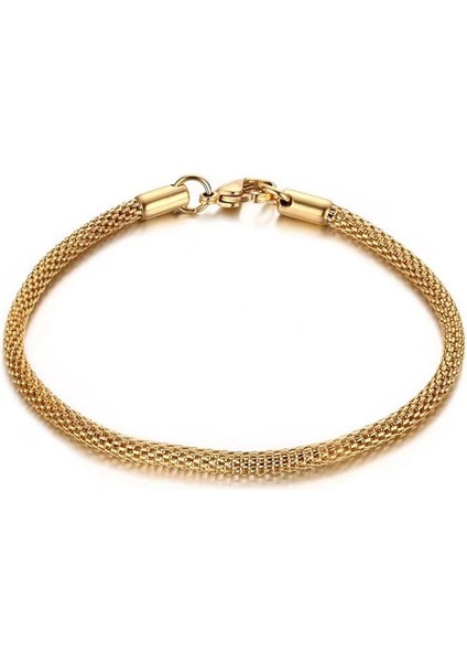 19CM Tarzı Altın Incelik 3mm Paslanmaz Çelik Petek Örgü Bükülmüş Halat Zincir Erkekler Kadınlar Için Bilezikler, Bilek Yılbaşı Hediyeleri Takı (Yurt Dışından)