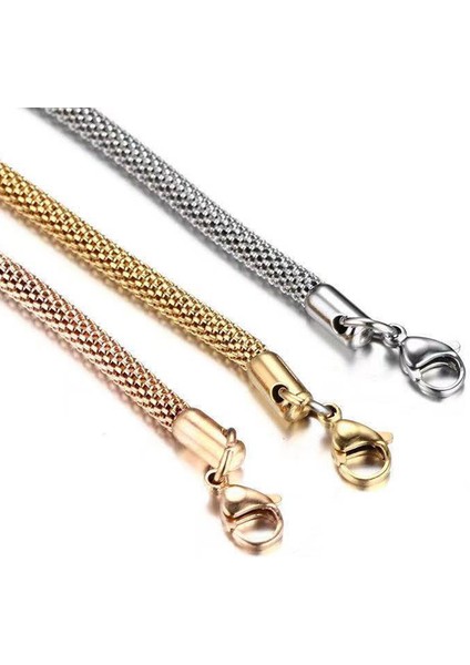 19CM Tarzı Altın Incelik 3mm Paslanmaz Çelik Petek Örgü Bükülmüş Halat Zincir Erkekler Kadınlar Için Bilezikler, Bilek Yılbaşı Hediyeleri Takı (Yurt Dışından) fırsatları
