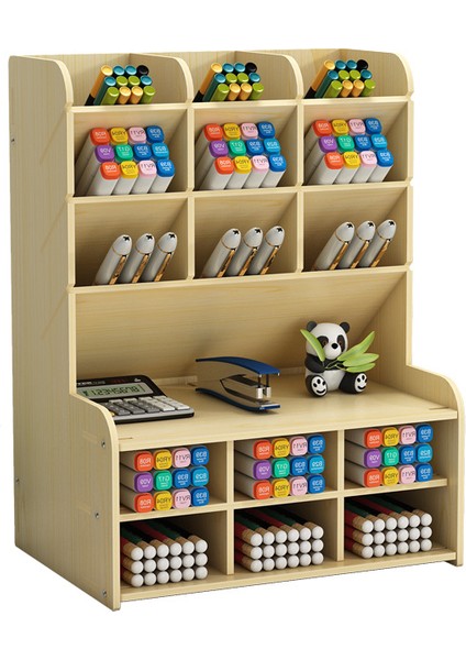 Büyük Kapasiteli Çok Katmanlı Cep Kanvas Kalem Çantası - Yeşil (Yurt Dışından)