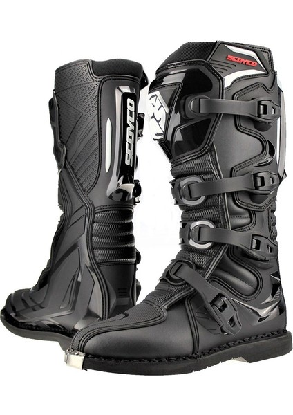 Motosiklet Off-Road Motocross Botu Güçlendirilmiş Koruma Uzun Model Deri Cross Profesyonel Bot Siyah fiyatları